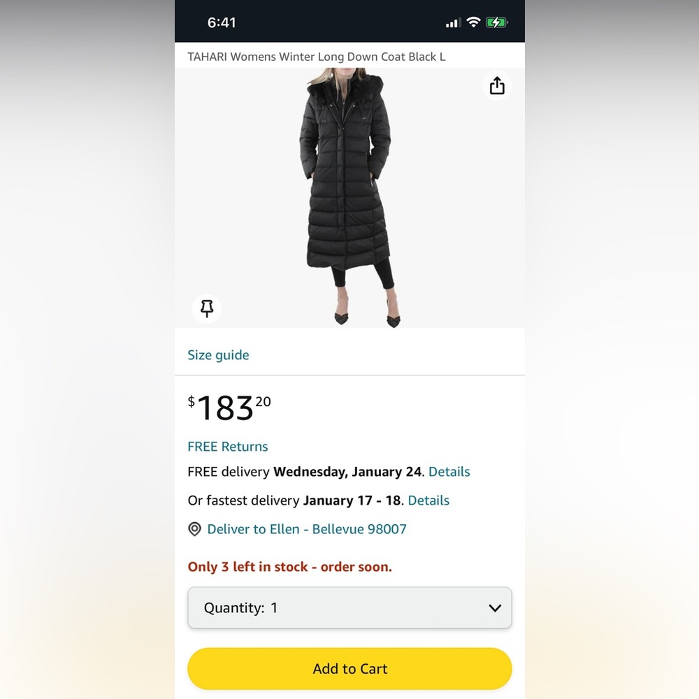 Tahari Vegan Winter Coat